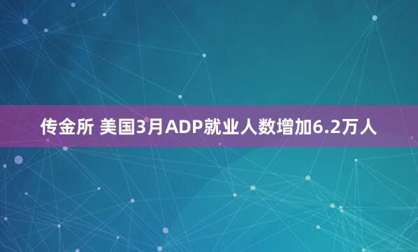 传金所 美国3月ADP就业人数增加6.2万人