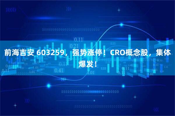 前海吉安 603259，强势涨停！CRO概念股，集体爆发！